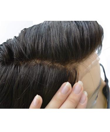Hairnotion French Tip Human Hair Replacement System for Men | PU Back Toupet Black #1B | Real Hair Parts (5x7) - Buy Online on GoSupps.com
