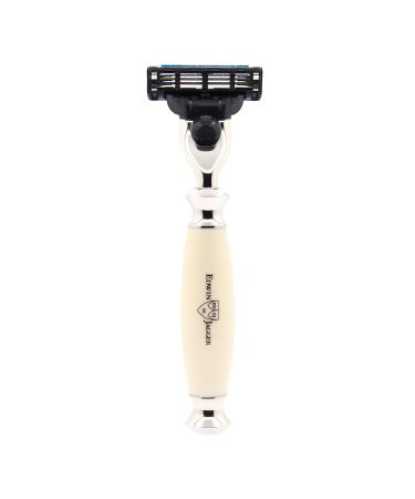 Edwin Jagger Imitation Ivory & Nickel Classic Shaving Set Pure Badger Brush Mach 3 Razor & Bowl for Men | International Shipping Available - Buy Online on GoSupps.com