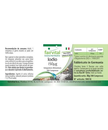 Fairvital | Potassium Iodide Iodine Supplement - 150mcg per Tablet - 180 Vegan Tablets - Buy Online on GoSupps.com
