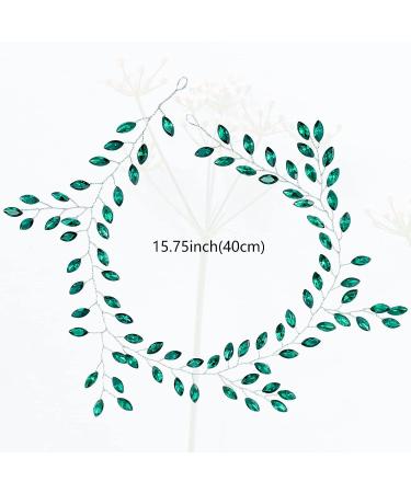 Green Crystal Wedding Hair Vine - Rhinestone Bridal Headpiece for Bride - Buy Online on GoSupps.com