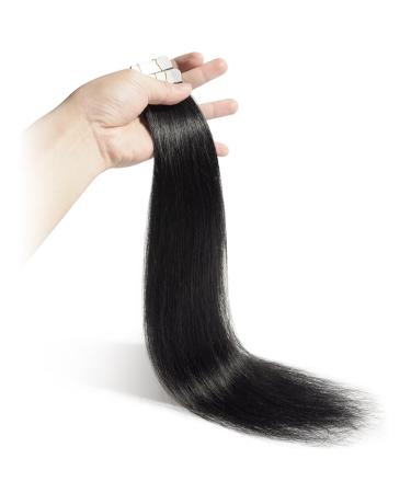 Elailite Tape In Extensions - 20 Wefts Human Hair 45 cm #1 Black for Girls - Buy Online on GoSupps.com