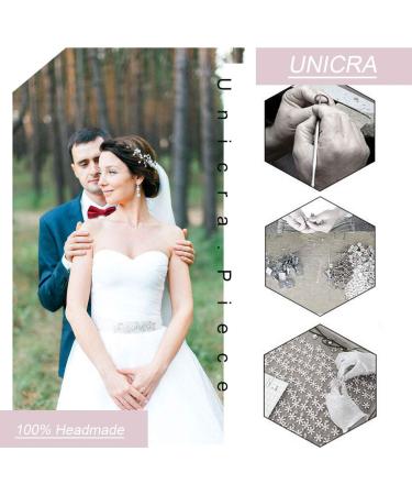 Unicra Hair Comb with Crystals - Bridal Wedding Hair Accessories for Women & Girls - Silver Flower Hairpieces - Buy Online on GoSupps.com