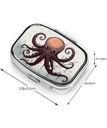 Octopus Printing 2 Compartment Small Pill Case | Cute Travel Pill Box Organizer for Purse & Pocket Gifts - Buy Online on GoSupps.com