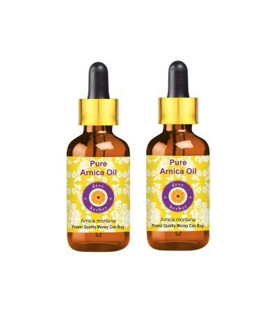 DEve Herbes pure arnica oil (arnica montana) with glass droppers natural therapeutic quality (pack with two) 100ml x 2 (6.76 oz) 100 ml (2 Pack)