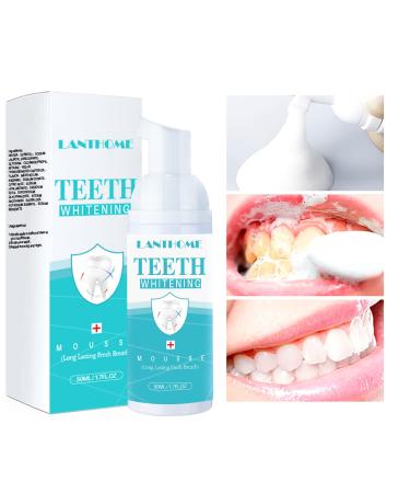 LANTHOME White Foam Teeth Whitening Products-Tooth Whitening Mousse, Easy to use Teeth Whitener Foam for White Teeth,Kills Bacteria, Whitens Teeth & Fights Bad Breath 50ml 1pc
