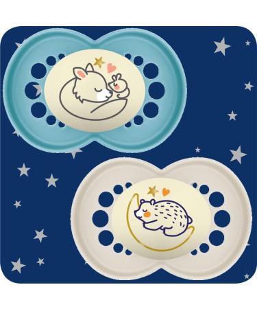 MAM Original Pure Night Soother 6+ Months (Set of 2) Sustainable and Bio-Renewable Baby Soother SkinSoft Silicone Teat Glow in the Dark Soother Blue/Cream (Designs May Vary) - Buy Online on GoSupps.com
