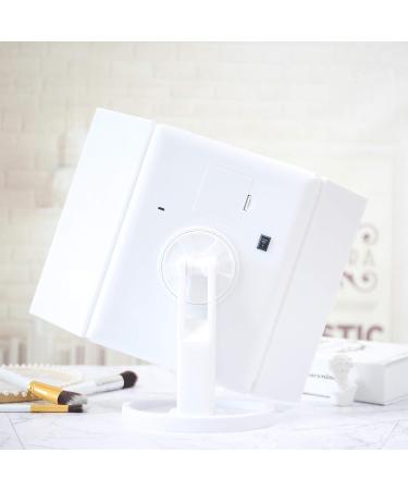 Tri-fold Lighted Vanity Makeup Mirror with 1x 2X 3X Magnification - Portable and Adjustable LED Lights - White - Buy Online on GoSupps.com