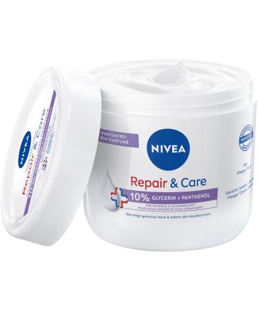 Beiersdorf AG NIVEA Repair & Care Fragrancefree cream moisturizing and nongreasy body cream quickly absorbed lotion with panthenol and glycerine for sensitive and itchy skin 400 ml