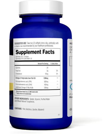 Barton Nutrition Omega3 - Heart & Brain Support Formula with Fish & Krill Oil - EPA & DHA - 60 Doctor Formulated Capsules - Buy Online on GoSupps.com