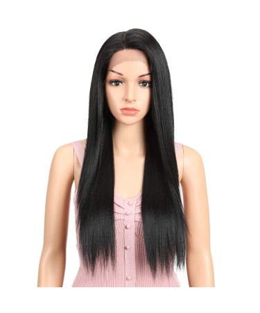 Joedir 13x4x4 Lace Front Wig - Long Straight Black Wig with Baby Hair Synthetic High-Temperature Resistant 180% Density - 76 CM - Buy Online on GoSupps.com