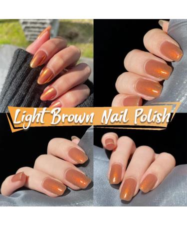 Nail Polish Glitter Nail Polish Orange Nail Varnish Quick Dry Nail Polish No UV Lamp Curing Long Lasting Chip Resistant Non-Toxic Quick Drying At Home & Salon Manicure (11#Maple Sugar) - Buy Online on GoSupps.com