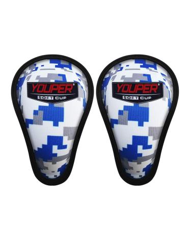 Youper Boys Youth Soft Foam Protective Athletic Cup (Ages 7-12), Kids Sports Cup for Baseball, Football, Lacrosse, Hockey, MMA - 2 Pack Ocean Camo