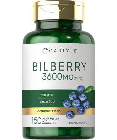 Carlyle Bilberry Extract 3600 mg Non GMO Gluten Free Fruit Supplement 150 Vegetarian Capsules