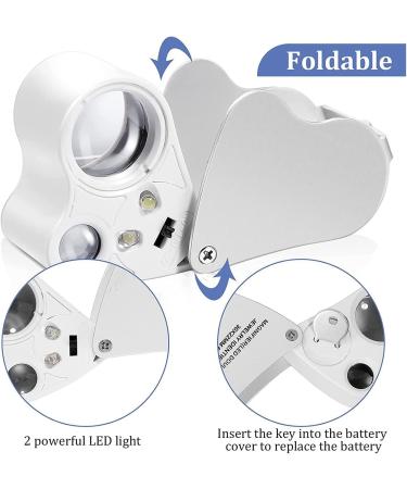 Plauauyt 2 Pieces Jewelers Loupe 30X 60X 90X Jewelers Eye Loupe Magnifier Jewelry Magnifying Glass Loop LED Light - Buy Online on GoSupps.com