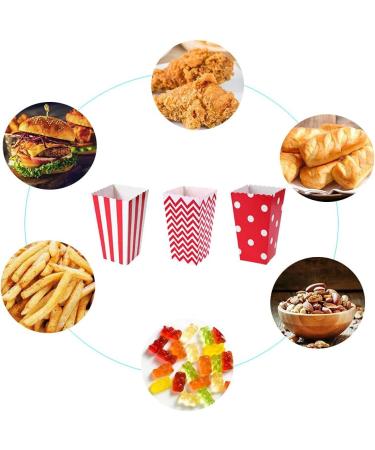 Ouoqi Popcorn Bags - 36 Striped Snack Boxes for Parties Birthdays & Weddings - Red Wave Pattern Candy Bar Bags - Buy Online on GoSupps.com