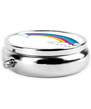 Shop Small Rainbow Round Pill Box | 3 Compartment Mini Travel Organizer for Vitamins & Medications - Buy Online on GoSupps.com