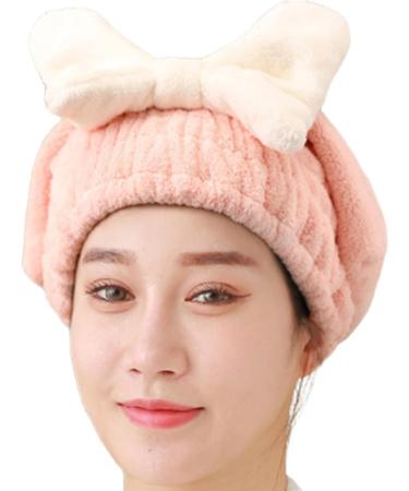 Absorbent Quick Dry Cap - Skin Friendly Hair Dry Bath Cap Super Absorbent Microfiber Hair Band | Hair Wrap Tape with Towel t Pink - Buy Online on GoSupps.com