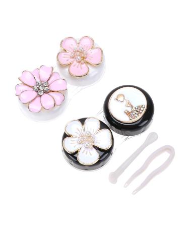 ARTIBETTER 2 Pairs Contact Lens Box Kit Rhinestone Flower Pattern Lens Travel Case Container Holder Portable Storage Box - Buy Online on GoSupps.com