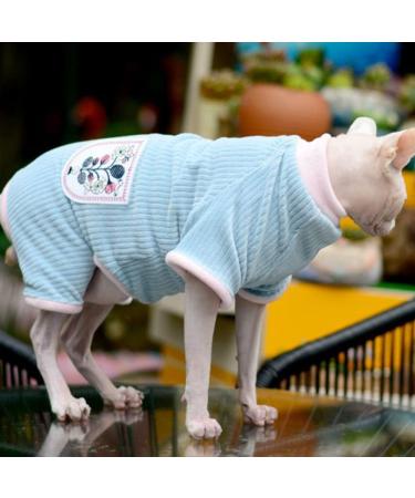 Rayminsino Hairless Cat Clothing - Elastic Four-Legged Loop Kitten Outfit in Medium Blue | Sphynx Apparel for Pets - Buy Online on GoSupps.com