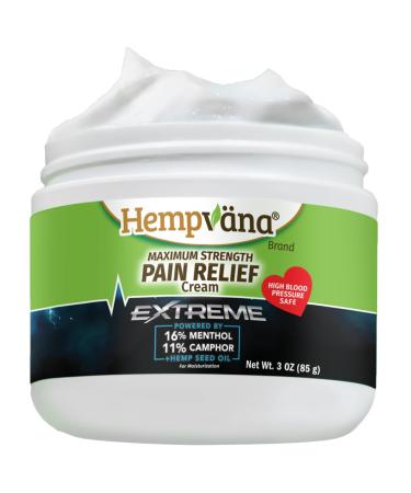 Hempvana Extreme Pain Relief Cream AS-SEEN-ON-TV Intense Relief Powered by Maximum Strength 16% Menthol & 11% Camphor & Hemp Seed Oil for Rapid Muscle Joint & Back Discomfort Made in The USA