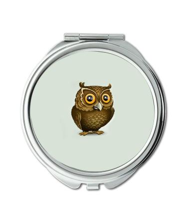 Mirror makeup mirror owl babies Backgrounds Brown owl on a blue background pocket mirror portable mirror