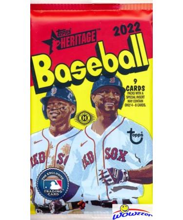 2022 Topps Heritage MLB Baseball Factory Sealed HOBBY Pack with 9 Cards! Look for Real One Autographs, Relics, Parallels, Inserts & More! Look for Rookie Cards & Autos of Wander Franco! WOWZZER!
