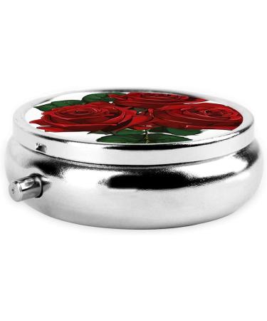 Gothic Rose Print Mini Round Pill Box | 3 Compartment Travel Pill Organizer | Portable Medicine Case for Home & Office - Buy Online on GoSupps.com