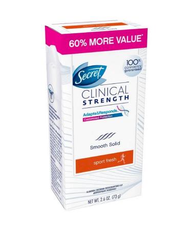 Secret Clinical Strength Anti-Perspirant Deodorant Smooth Solid Sport Fresh Scent 2.60 oz ( Pack of 2)