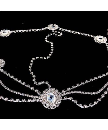 Crystal Bridal Head Chain Tassel Rhinestone Headband Bride Wedding Crystal Hair Piece for Women and Girls (A-Sliver) - Buy Online on GoSupps.com