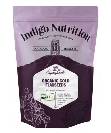 Indigo Herbs Organic Golden Linseed/Flaxseeds 1kg | High Fibre | Rich in Omega-3 | Vegan | Gluten Free