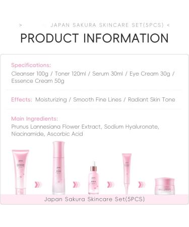 Japanese Cherry blossoms Skin Care 5-piece Set - Cleaning Eye Cream Face Cream Toner Sunscreen anti-dark circles cream eye contour cream 150ML - Buy Online on GoSupps.com