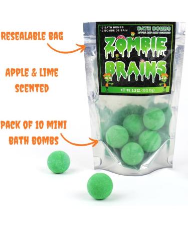 Gift Republic Zombie Brains Bath Bombs 10-Pack Apple & Lime Scented Green Mini Bath Fizzies for Kids - Buy Online on GoSupps.com