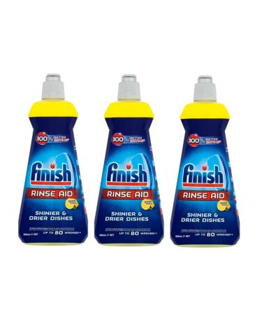 3 x 400ml Rinse & Shine Aid Lemon Sparkle Scent Protects Against Cloudiness