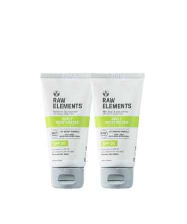 Raw Elements Daily Lifestyle Moisturizer Bio-Resin Tube - SPF 30 UVA-UVB Protection Non-Nano Zinc Reef-Safe Water Resistant 1.8 oz 2PK