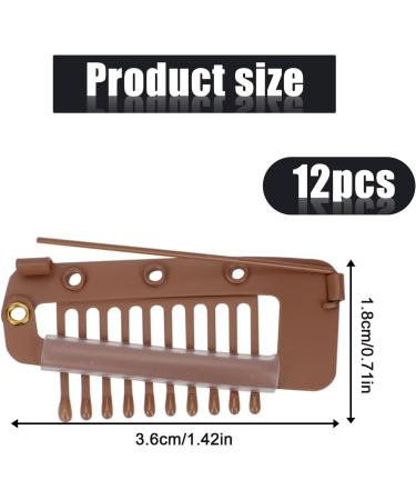 12pcs Brown Wig Clips with Safety Pins | Strong 10-Teeth Hair Extension Snap Combs for Secure Hold | Ideal for Girls, Women, Hijab, Tikka - Buy Online on GoSupps.com