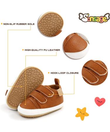 Sonsage Infant Baby Oxford Shoes - PU Leather Lace-Up Anti-Slip Trainer for Boys and Girls | Soft Rubber Sole First Walking Sneakers 0-6 Months - D Brown - Buy Online on GoSupps.com