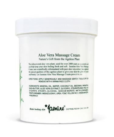 Jasmine Aloe Vera Massage Cream - Anti-Aging Therapy, Deeply Moisturizing Organic Cream for Face and Body - 400g/14.1oz - Buy Online on GoSupps.com