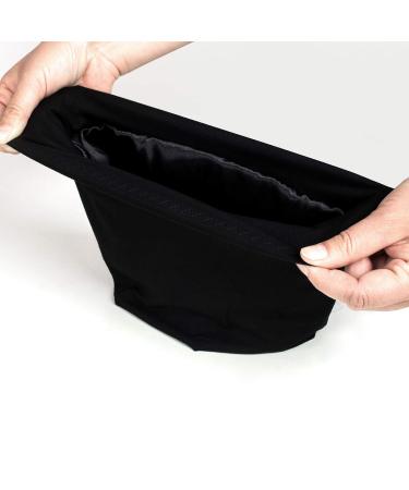 Satin Silk Lined Black Sleep Cap for Frizzy Hair Women - Prevent Frizz and Protect Hair Overnight - Buy Online on GoSupps.com