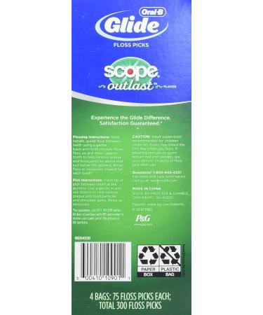 Buy Glide with Scope Outlast Mint Dental Floss Picks 300 Green Floss Picks for Fresh Breath | International Shipping Available - Buy Online on GoSupps.com
