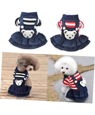 Angoily Dog Spring Dresses Dress for Summer Jeans for Girls Pet Apparel Dress with Bow Girls Nightgowns Classy Dress Summer Jeans Spring Dresses for Work Dog Dress Stripe Pet Supplies S As Shown - Buy Online on GoSupps.com