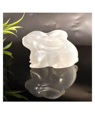 Natural Crystal Rough 1PC Natural White Selenite Rabbit Animal Hand Carved Crystal Stone Love Gems DIY Gifts Natural Quartz Crystals Home Decoration ERTEYIN