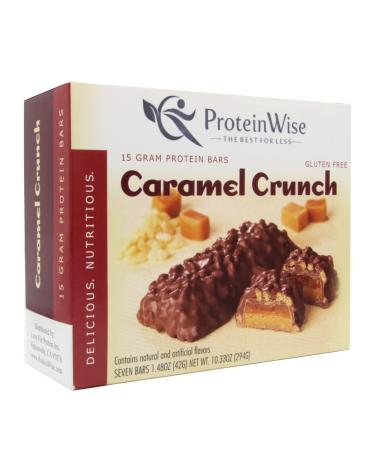 ProteinWise Caramel Crunch Protein Bars, Bariatric, Gluten Free Snacks, Diet Bars, Gluten Free Protein Bars, Whey Protein Isolate, Healthy Snacks, Trans Fat Free, Low Carb, Weight Loss Support, Low Calorie, 7 Count