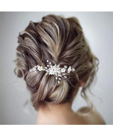 Crystal Wedding Hair Pins - Bridal Hair Pieces for Women - Pack of 3 - Gorais Flower Design (A-Silver) - Buy Online on GoSupps.com