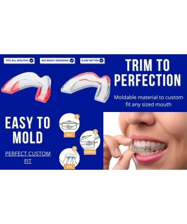 Professional Dental Mouth Guard for Teeth Grinding and Clenching - Custom Fit - GumShield for Bruxism & TMJ Relief - UK Designed Easy-to-Mold - Pack of 4 in 2 Sizes - Buy Online on GoSupps.com