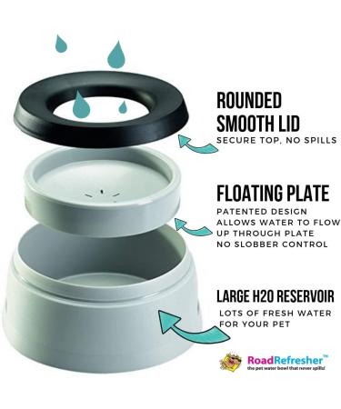 Road Refresher Prestige Non Spill Pet Water Bowl - Large Grey - Buy Online on GoSupps.com