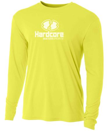 Hardcore Men's Long Sleeve Loose Fit Rash Guard Surf Shirt Water Sports Swimwear Safety Yellow XX-Large
