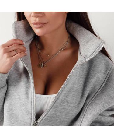 COZYPOIN Women's Fleece Two Piece Outfit | Grey Half Zip Sweatshirt & Joggers Set | X-Large - Buy Online on GoSupps.com