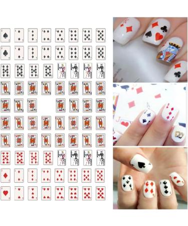 Poker Nail Art Stickers Decals - 3D Card Designs for Acrylic Nails (8 Sheets) - Buy Online on GoSupps.com