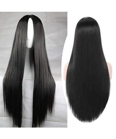 SOUTHSKY Long Straight Wig Black Heat Resistant Fiber Synthetic for Adult Womeng Girls Halloween Costumes Cosplay Party 75cm/30inch