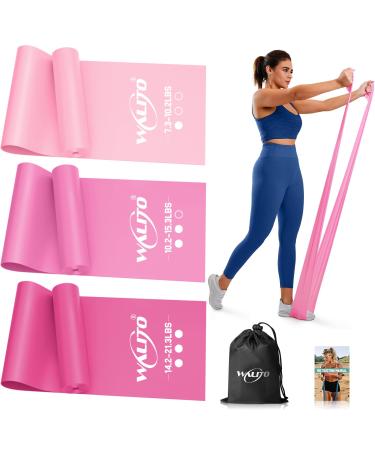 WALITO Resistance Bands for Working Out Exercise Bands for Women and Men Workout Bands for Physical Therapy Stretch Recovery Pilates Rehab Strength Training and Home Gym 4.9FT Pink